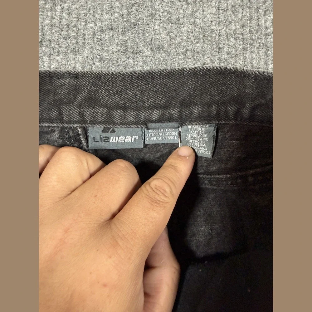 Lizwear Vintage 90s GRL PWR Custom Hand Painted High Rise Mom Jeans Black 14